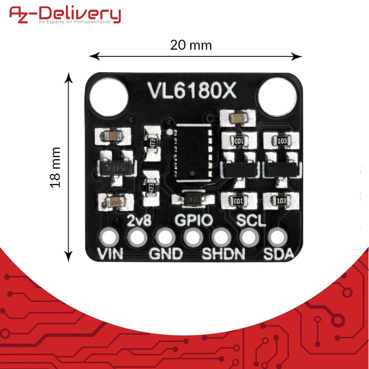 AZDelivery 5 x VL6180X Hochpräzisions Entfernungsmesser Optisches Entfernung Sensormodul mit Proximi