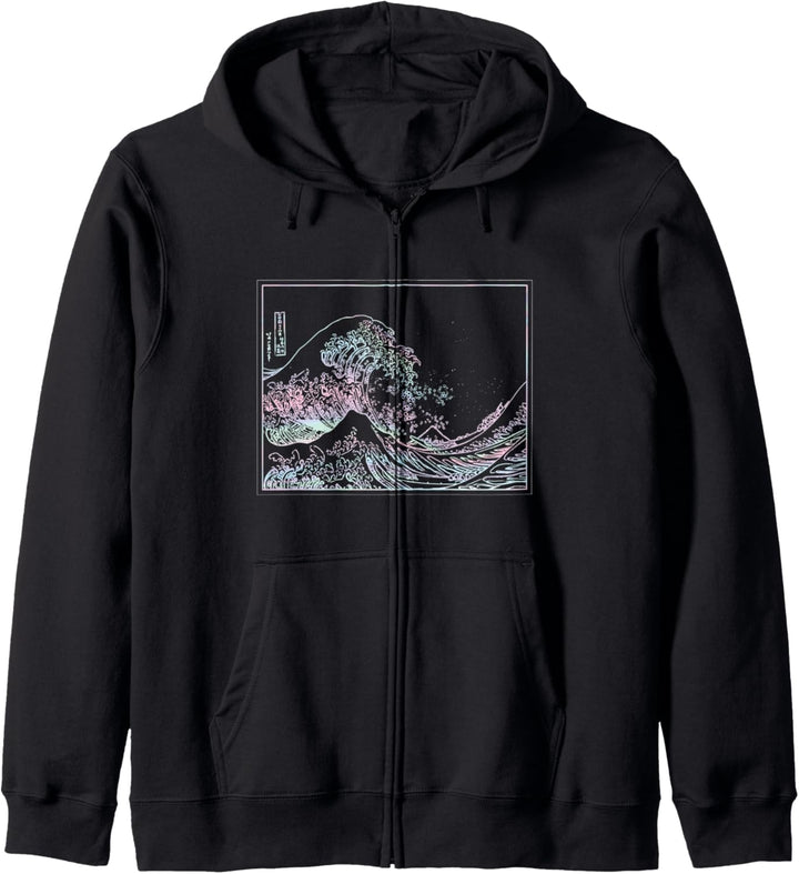 Vaporwave Ästhetik Pastell Rosa Grosse Welle Kawaii Japanisch Kapuzenjacke