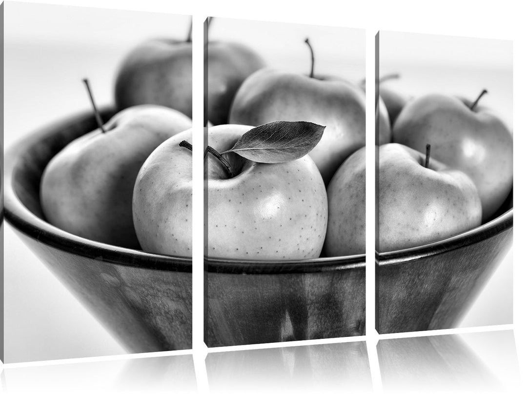 Pixxprint Apple Apfel Korb mit Äpfeln als Leinwandbild/Grösse: 3 Teilig (120x80) cm/Wandbild/Kunstdr