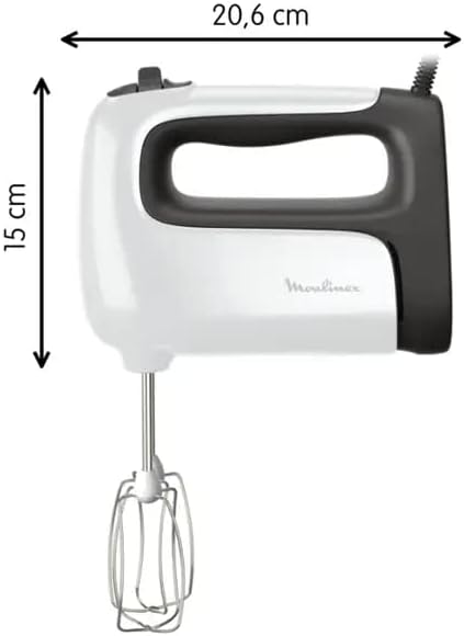 Moulinex HM462110 Prep'Mix Handmixer, Leistung 500 W, Schneebesen und Knethaken aus Edelstahl, 5 Ges