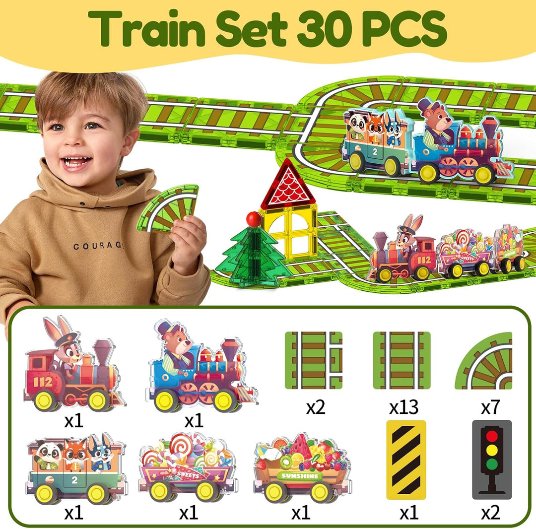 Oriate Rolling Auto Spielzeug Set Magnetische Bausteine, Magnetbausteine Toy für Magnete Kinder, Mag