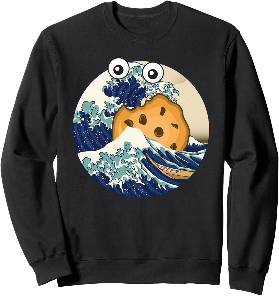 Lustige Kanagawa grosse Welle Monster eating cookie parody Sweatshirt