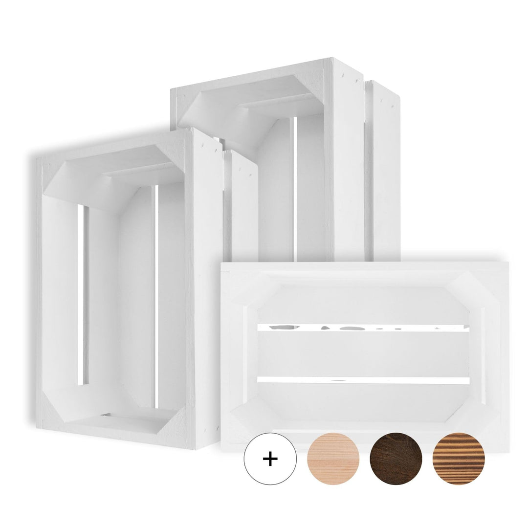 Creative Deco 3 x Kleine Holzkiste Weiss | 30 x 20 x 15 cm | Weinkisten Set Obstkiste Holz | Geschli