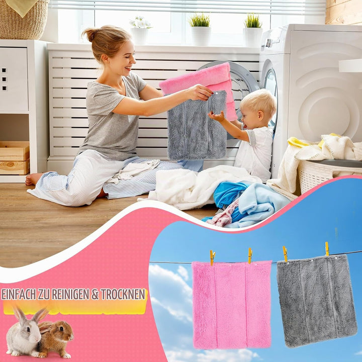 ONEJU Snuggle Bunny Bed, 43.5cm x 38cm Kaninchenbett mit Kissen, wendbare Kleintiermatte mit Zwei au