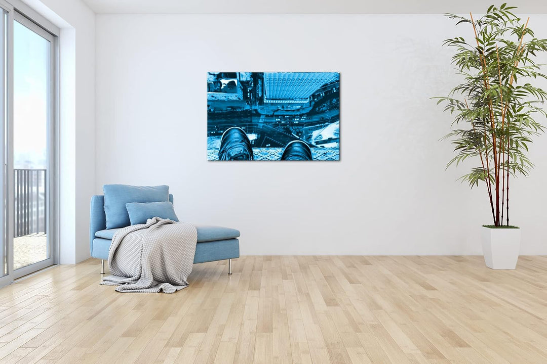 von den Dächern der Stadt Format: 80x60 Effekt: Monocrome Blau als Leinwand, Motiv fertig gerahmt au