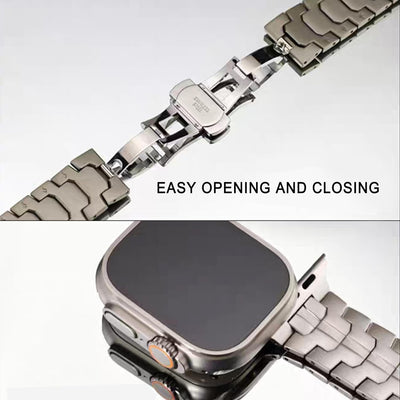 Miimall Kompatibel mit Apple Watch ultra/ultra 2 Armband 49mm, Edelstahl Metall Doppelte Faltschlies