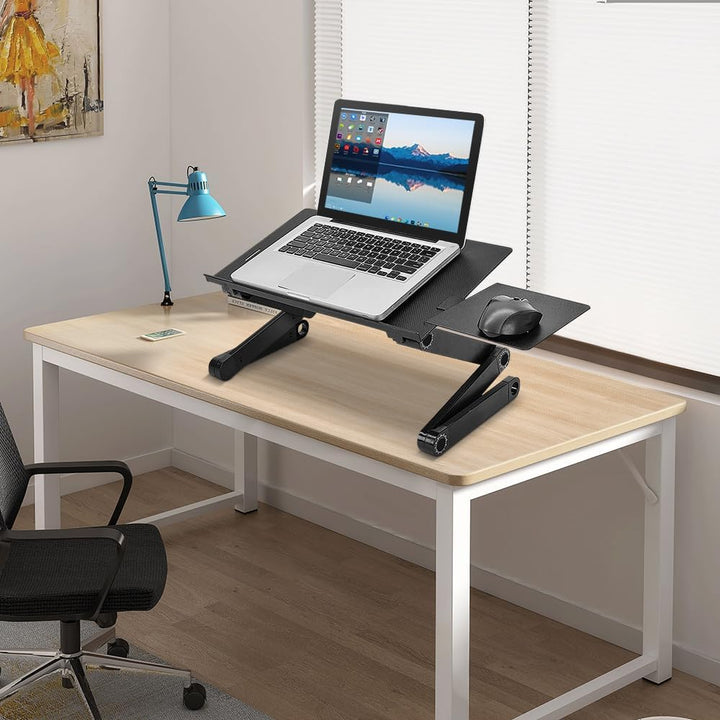 Tragbarer Computertisch, Betttisch, faltbar, aus Bambus, verstellbare Ablage für Laptop, mit verstel