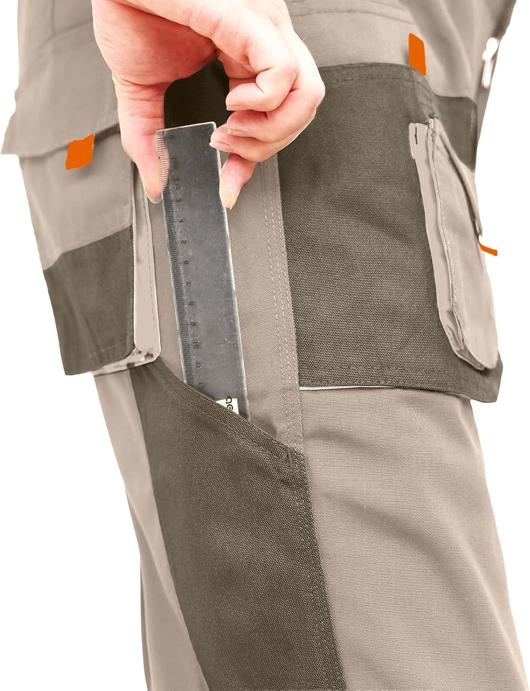 WORK IDEA Herren-Arbeitshose mit Oxford-Knietaschen, strapazierfähigem Canvas M Beige, M Beige