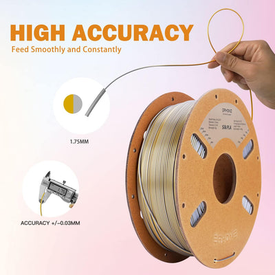 ERYONE Dual Zweifarbig PLA Filament 1.75mm, 3D Drucker Filament 1kg Spule +/- 0,02 mm, Seide Gold &