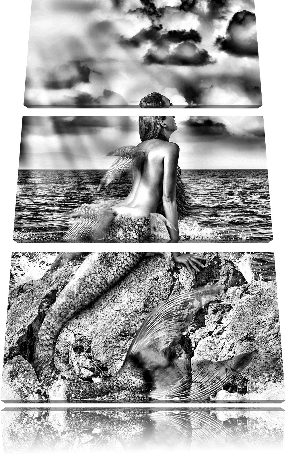 Pixxprint Traumhafte Meerjungfrau als Leinwandbild/Grösse: 3 Teilig (120x80) cm/Wandbild/Kunstdruck/
