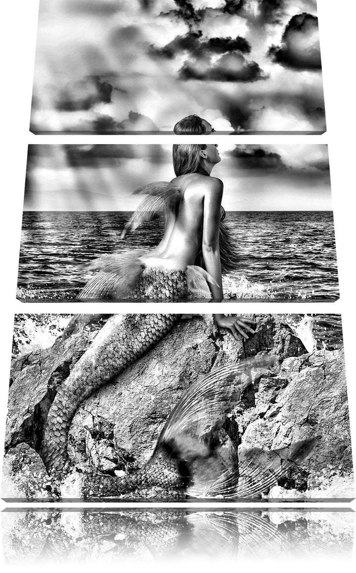 Pixxprint Traumhafte Meerjungfrau als Leinwandbild/Grösse: 3 Teilig (120x80) cm/Wandbild/Kunstdruck/