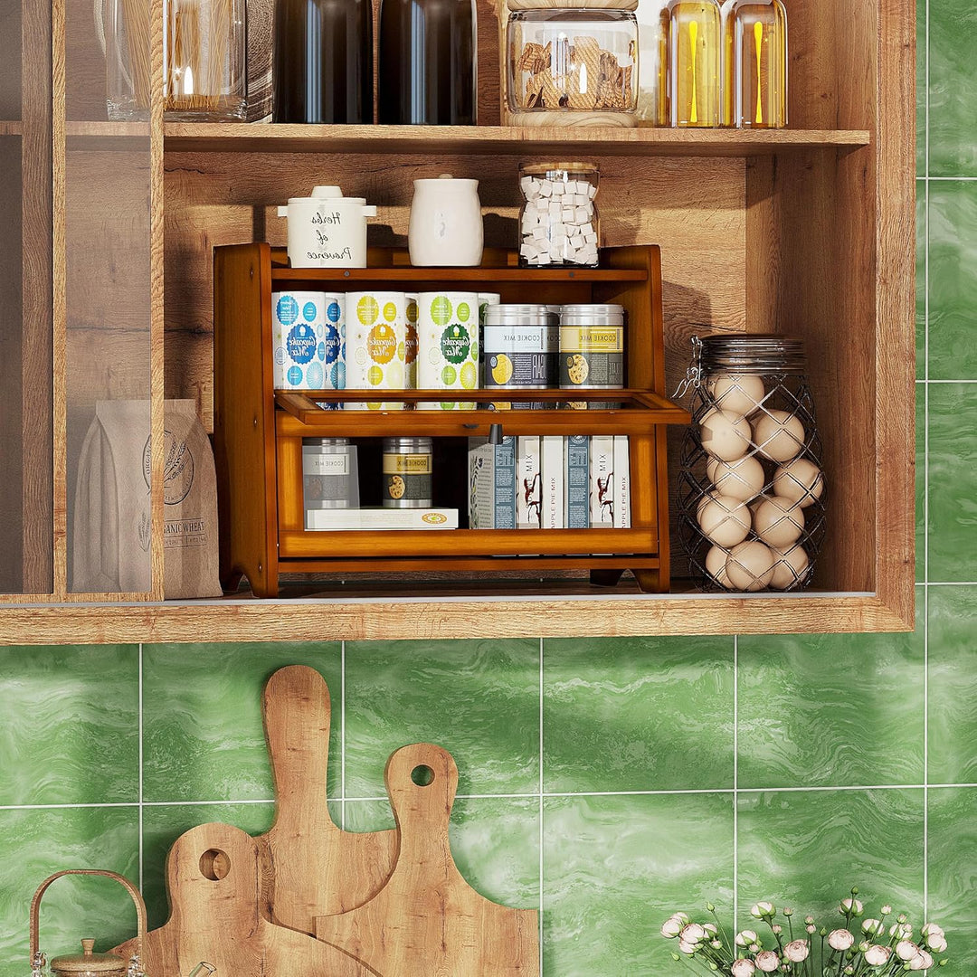 BAMBANG Gross Bambus Brotkasten für Küchentheke, 2 Stufe Bauernhaus Brotbox, Holz Brotkasten Brotauf