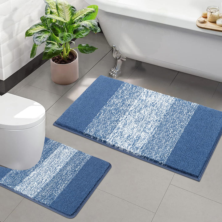 Badteppich Set 2 Teilig Weich Hochflor Duschteppich Badematte Toilettenmatte Maschinenwaschbar rutsc