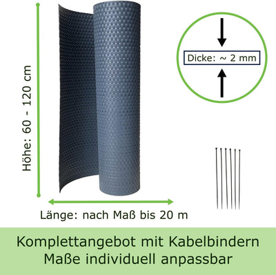 workingHOUSE Terrassen Balkonbespannung 60 cm Höhe - Sichtschutz aus Polyrattan, Sichtschutzstreifen