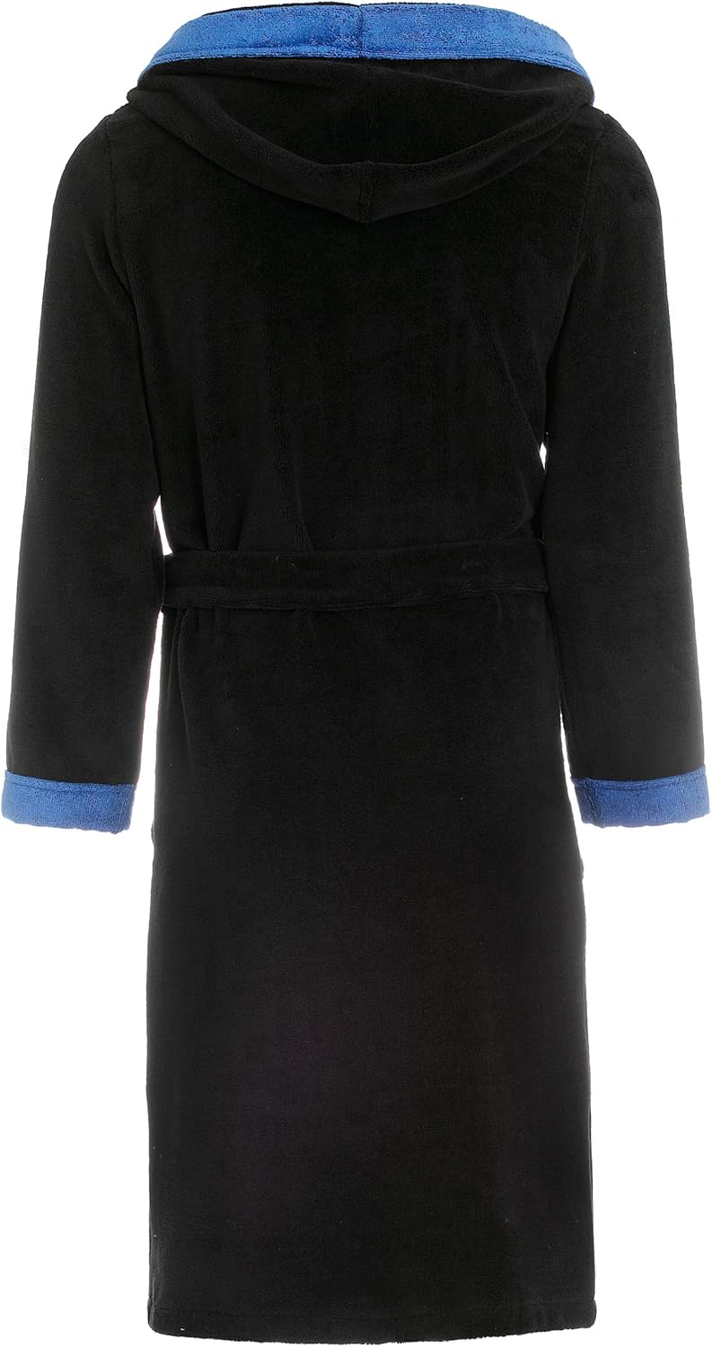 REVISE Herren Bademantel RE-855 - mit Bambus faser - mit Kapuze - Saunamantel S Schwarz mit Blau, S