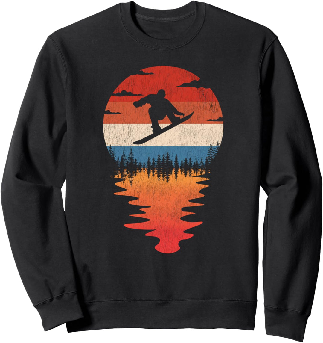 Snowboarding Retro Vintage Sonnenuntergang Stil Sweatshirt