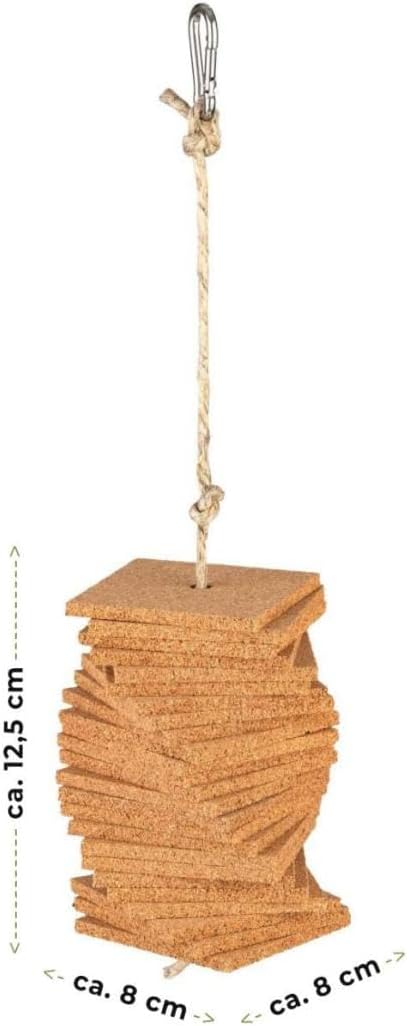 Knabberkette | Kletterseil aus Kork | Schnabelpflege | Schaukel für Papageien und Wellensittiche | N