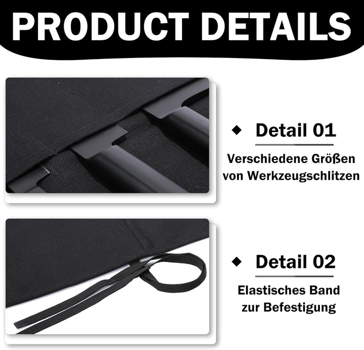 Kaaltisy Gewachstes Canvas-Messer-Rolltasche, Aufbewahrungstasche für Küchenmesser, wasserdichte Mes