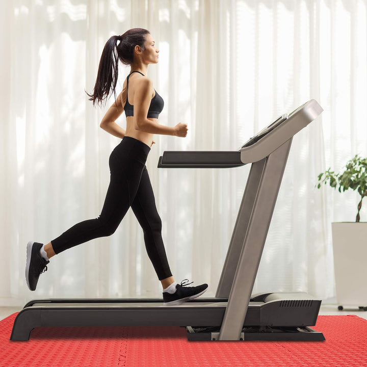 Relaxdays 16 x Bodenmatte, Schmutzmatten für Fitness & Fitnessgeräte, mit Randstücken, Eva, Fläche 6