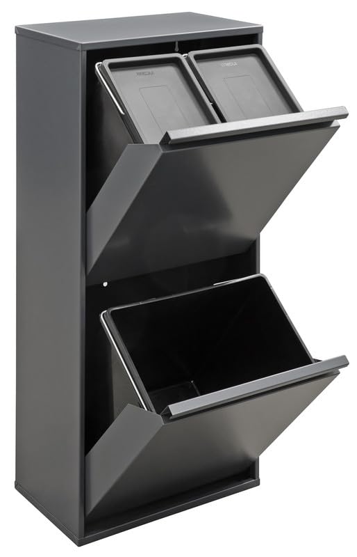 ARREGUI Basic CR404-B Mülltrennsystem aus Stahl | 3 Fächer Mülleimer für die Küche | 3 Fach Abfallei