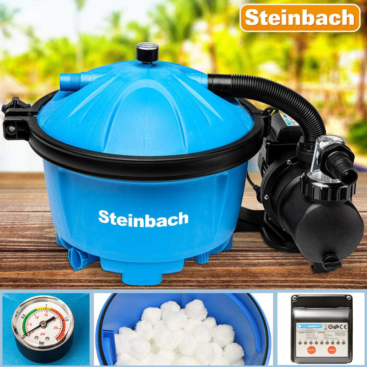 Steinbach Filteranlage Active Balls 50 – 040220 – Selbstsaugende Pumpe für Pools mit bis zu 22.000 l