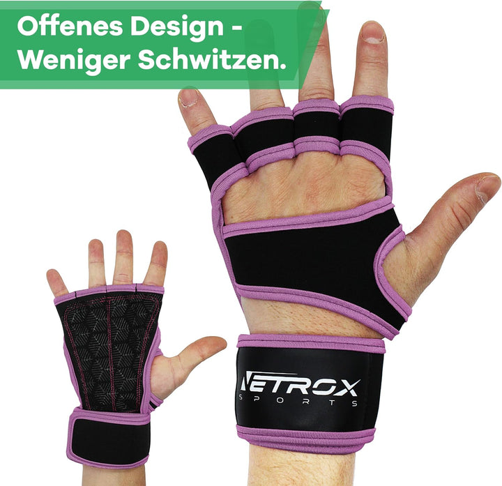 NetroxSports - Trainingshandschuhe mit Handgelenkbandage für Krafttraining Kraftsport - Fitness Hand