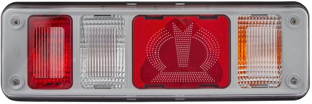HELLA - Heckleuchte "Krone" - Hybrid - 24V - Anbau/geschraubt - Lichtscheibenfarbe: glasklar - Steck