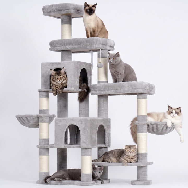 Hey-brother XXL Kratzbaum für gross Katzen, 180 cm hoch Stabil Katzenbaum mit rechts erweitert mit 3