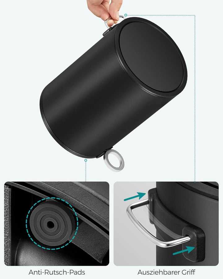 SONGMICS Kosmetikeimer 3 Liter, Bad Mülleimer, kleiner Mülleimer mit Deckel, Softclose, herausnehmba