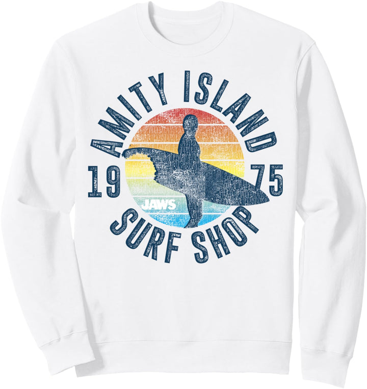 Jaws Amity Island Surf Shop 1975 Retro Logo Sweatshirt
