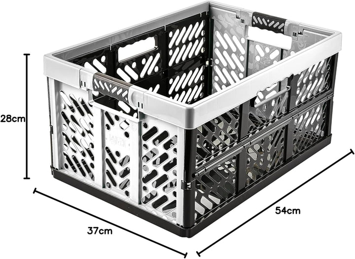 keeeper 4x Stabile Profi-Klappboxen mit Soft-Touch Griffen, 54 x 37 x 28 cm, 45 l, Ben, Hellgrau Hel