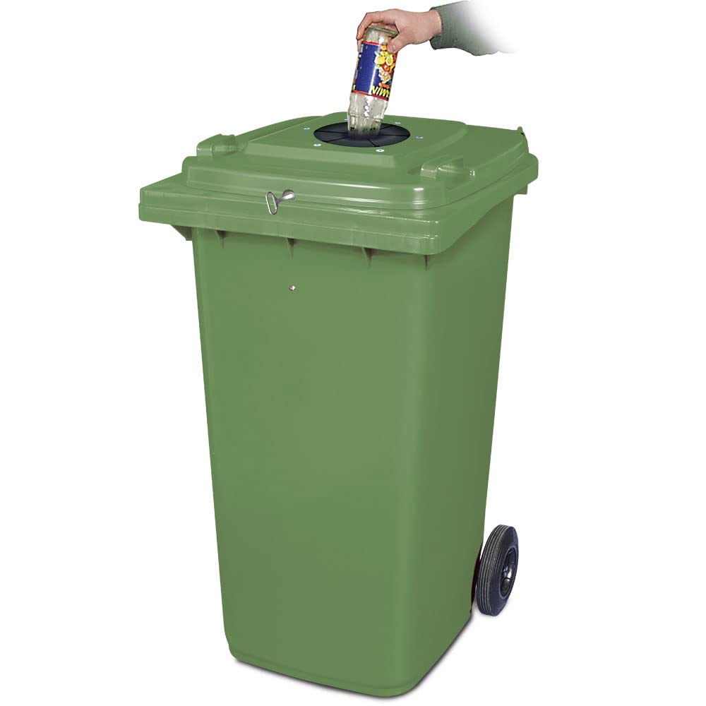 BRB 240 Liter Müllbehälter, Flascheneinwurf mit Gummirosette, abschliessbar mit Dreikantschlüssel (g