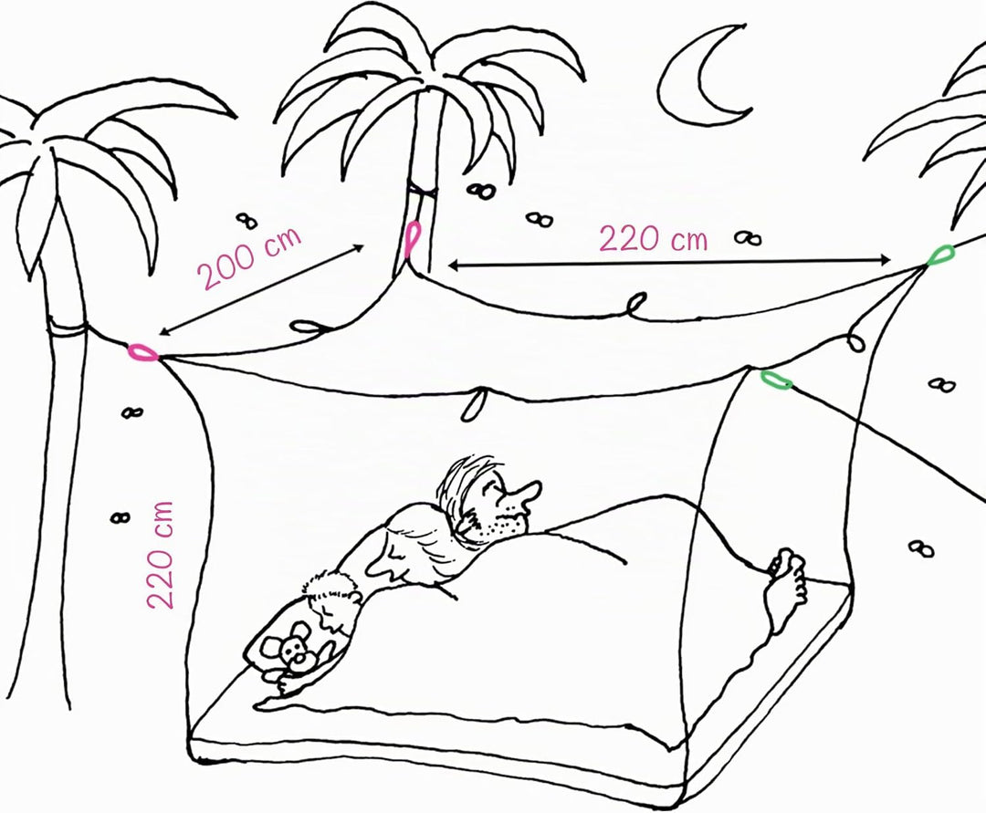 HAWK Outdoor Reise-Moskitonetz für Doppelbett Einzelbett extra gross 220 x 200 x 220 cm Mückenschutz