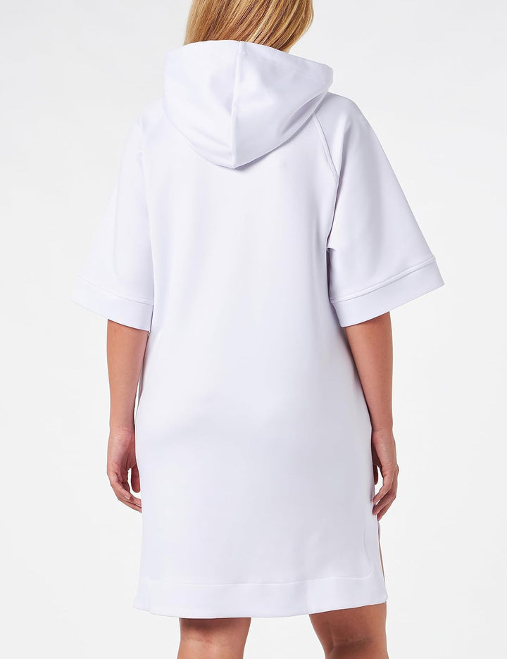 Love Moschino Damen Relaxed Fit Hooded Short-Sleeved Dres Dress M Optical White, M Optical White