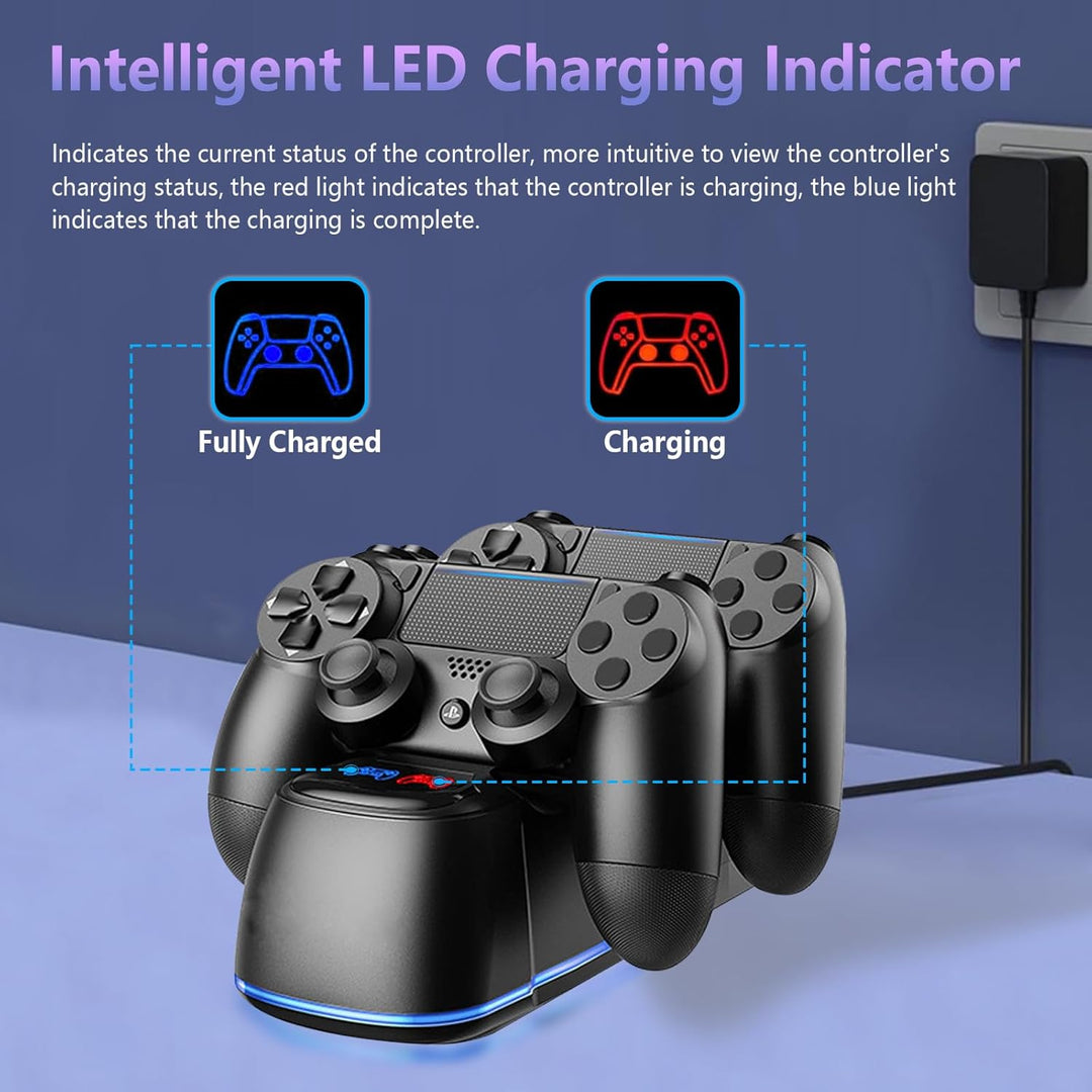 Controller Ladestation für PS4,Controller Ladestation für PS4 mit RGB Lichteffekt, Dual Controller G