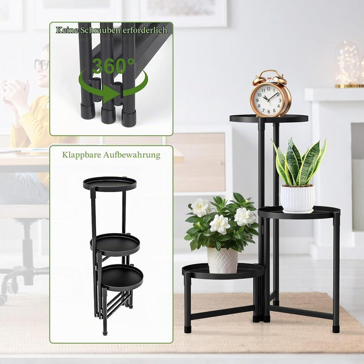 lalago 3 Etagen Blumenständer, Pflanzenregal Blumenregal Indoor Outdoor, Metall Pflanzenständer, Blu