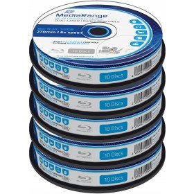Blu-ray Disc Mediarange BD-R DL 50 GB, 6x Speed fullprintable in Cakebox 50 Stück