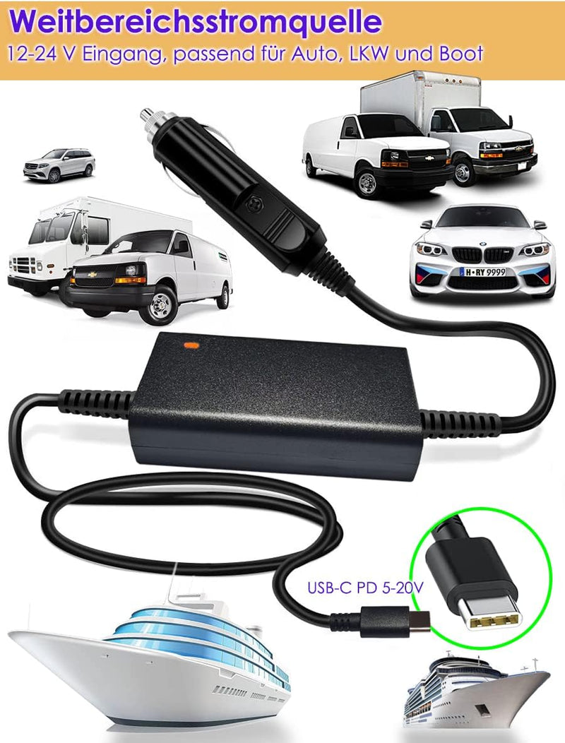 100W Schnellladegerät KFZ Ladegerät USB C Netzteil Schnellader Autoladegerät für Macbook Laptop Smar