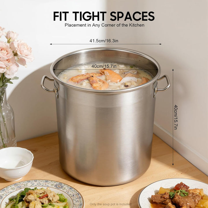 Gastronomie Kochtopf Suppentopf,35L/50L/70L/100L Edelstahl Kochtöpfe,Suppentopf mit Deckel,Grosser T