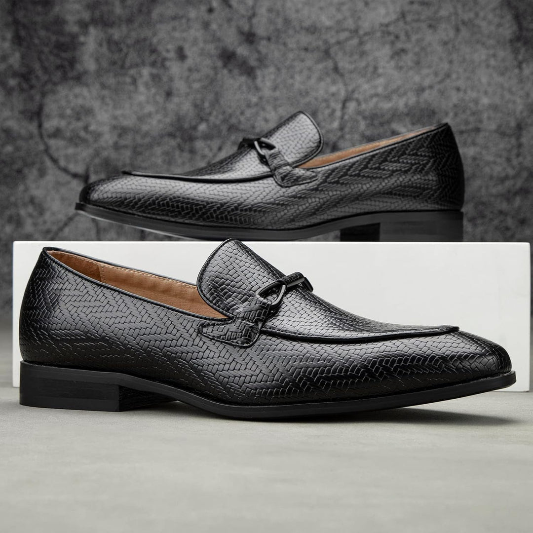 MEIJIANA Herren Mokassins Herren Elegante Schuhe Herren Casual Slip on Anzugschuhe 42 EU Schwarz 01,