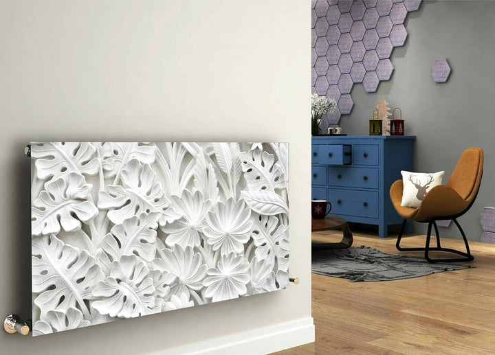 Magnetische Heizkörperverkleidung - 160x60 cm - Magnet Heizkörperabdeckung - Motiv Weisse Blumen - W