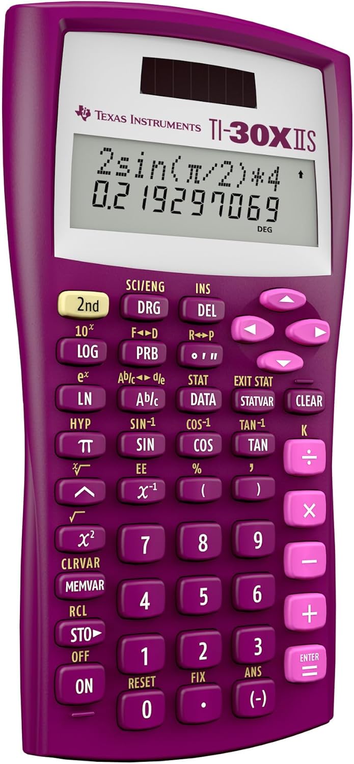 Texas Instruments TI-30X IIS 2-Line Scientific Calculator, Rasberry by Texas Instruments Raspberry S