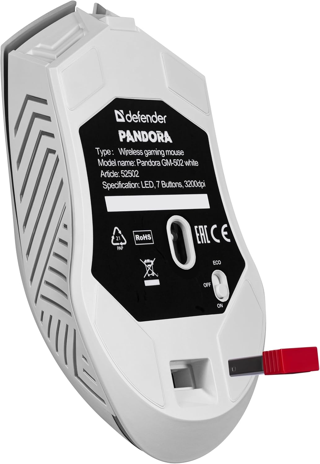 Defender® Pandora Kabellose Gaming Maus - Geräuschlose Klicks - 5 programmierbare Tasten - RGB-Beleu