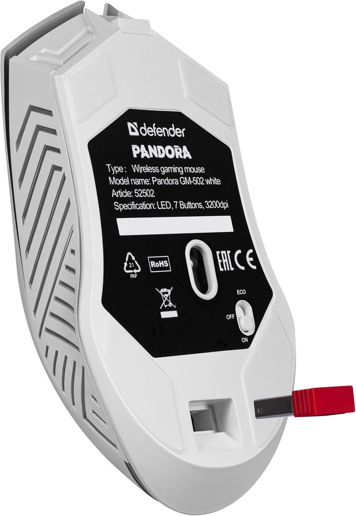 Defender® Pandora Kabellose Gaming Maus - Geräuschlose Klicks - 5 programmierbare Tasten - RGB-Beleu