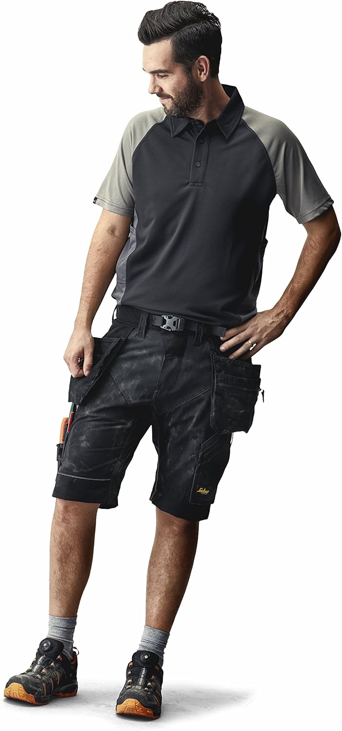Snickers Workwear 6904 FlexiWork Arbeitsshorts mit Holstertaschen, 1 Stück, 44, schwarz, 69040404044