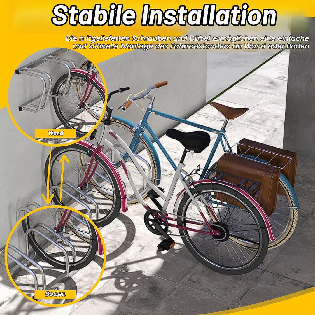 Fahrradständer für 2 Fahrräder Fahrradhalter Aufstellständer Boden und Wand Montage 37cm Radabstand