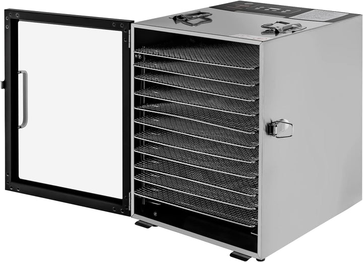 Dörrautomat Edelstahl mit 12 Edelstahlgitter, 800W Dehydrator Food mit 30-80℃ Temperaturregelung & 2