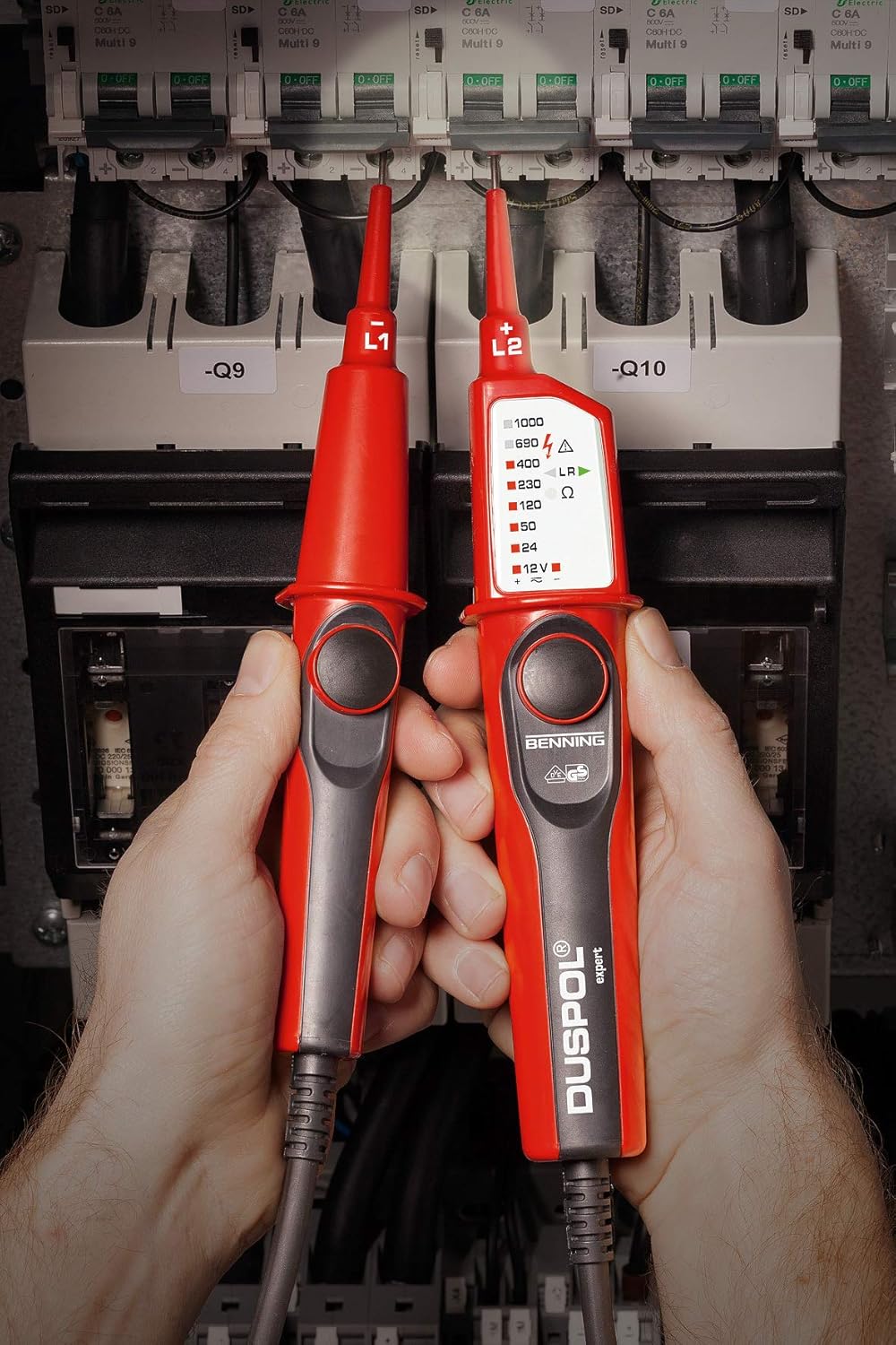 Benning Spannungsprüfer DUSPOL expert (Prüfart 2-polig, Messgerät für Elektrotechnik, Messbereich 12
