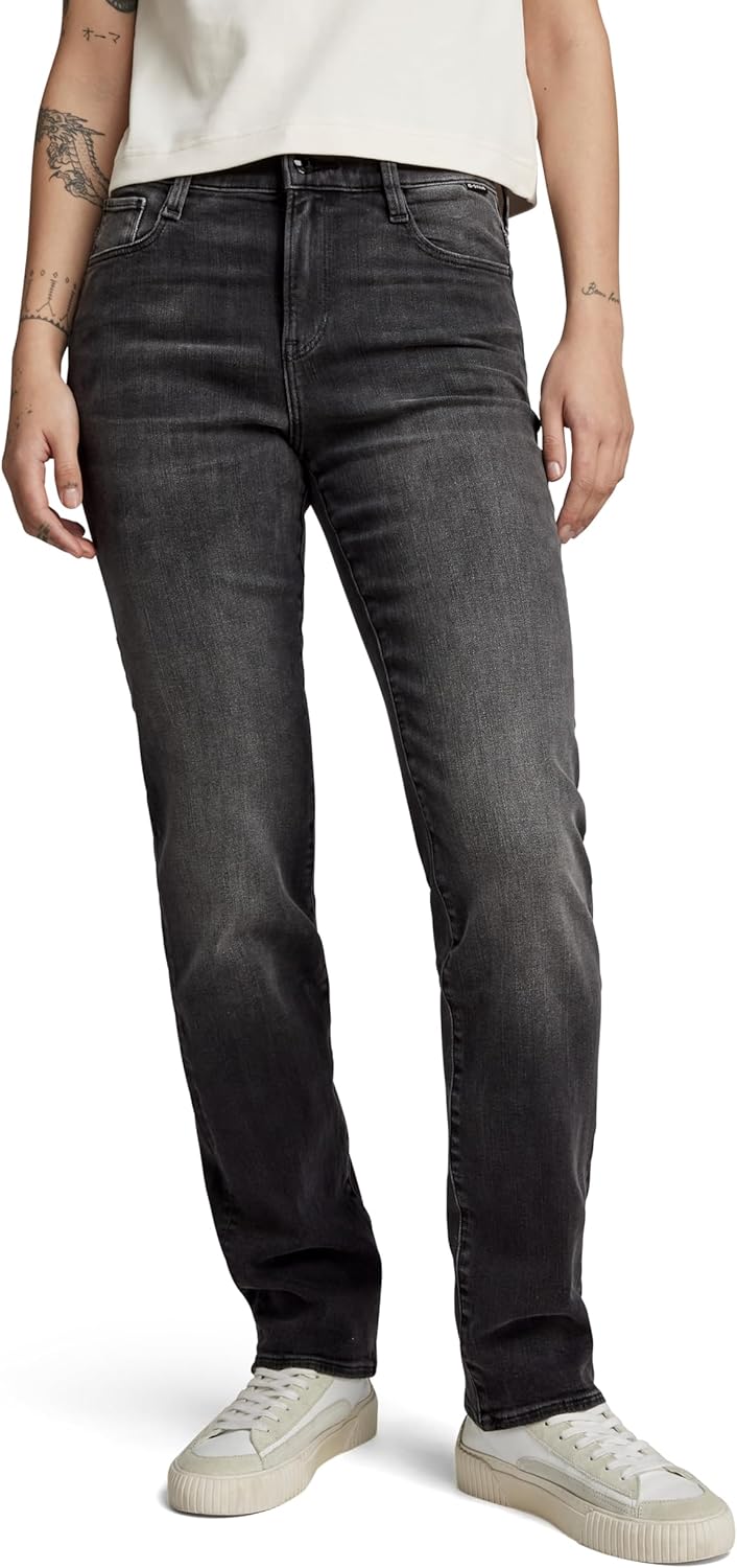 G-STAR RAW Damen Strace Straight Jeans 28W / 30L Schwarz (Worn in Black Moon D23951-d431-g108), 28W