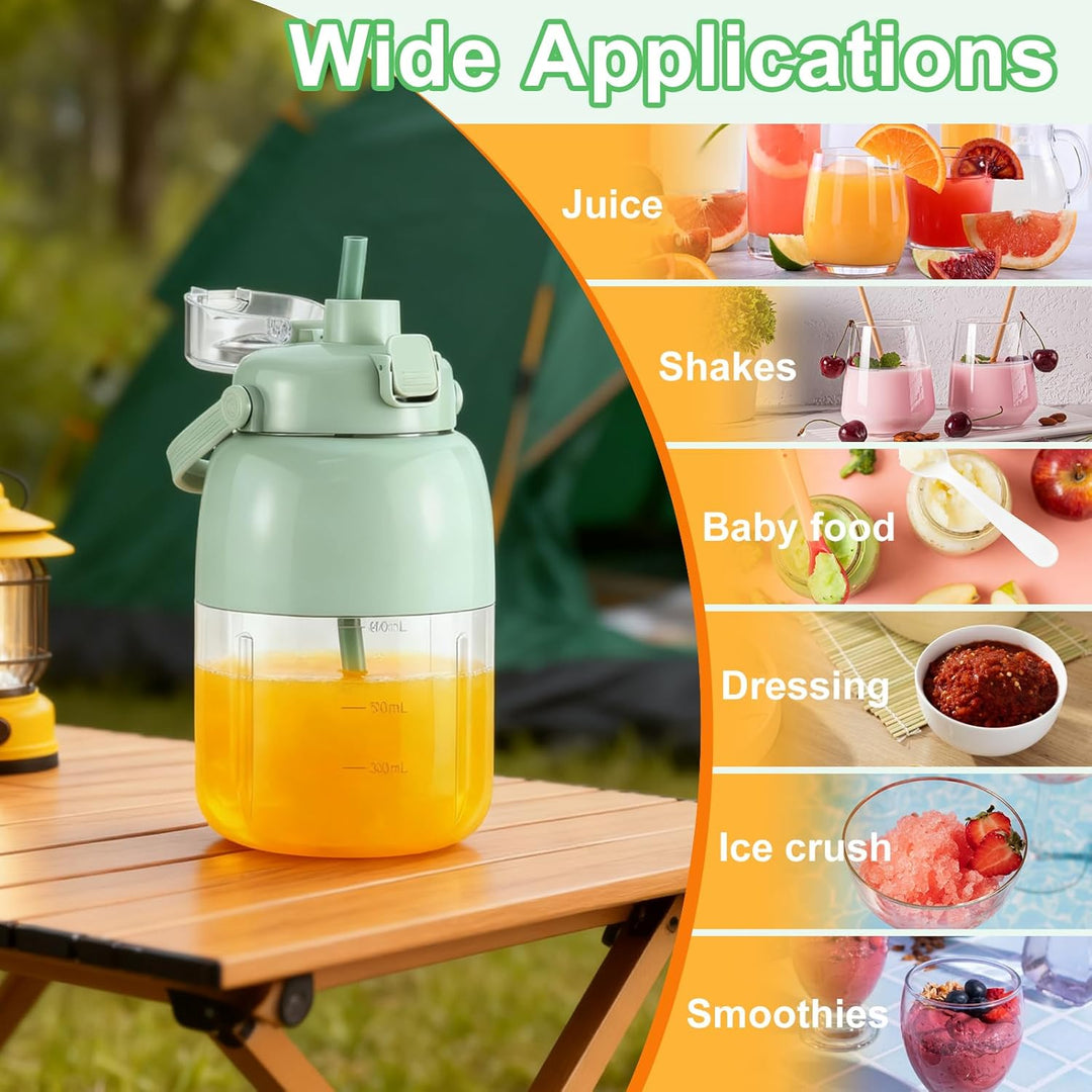 800ml Tragbarer Mixer, Elektrischer Zitruspresse & Smoothie Maker To Go, Frischer Saft Mixer Bottle,